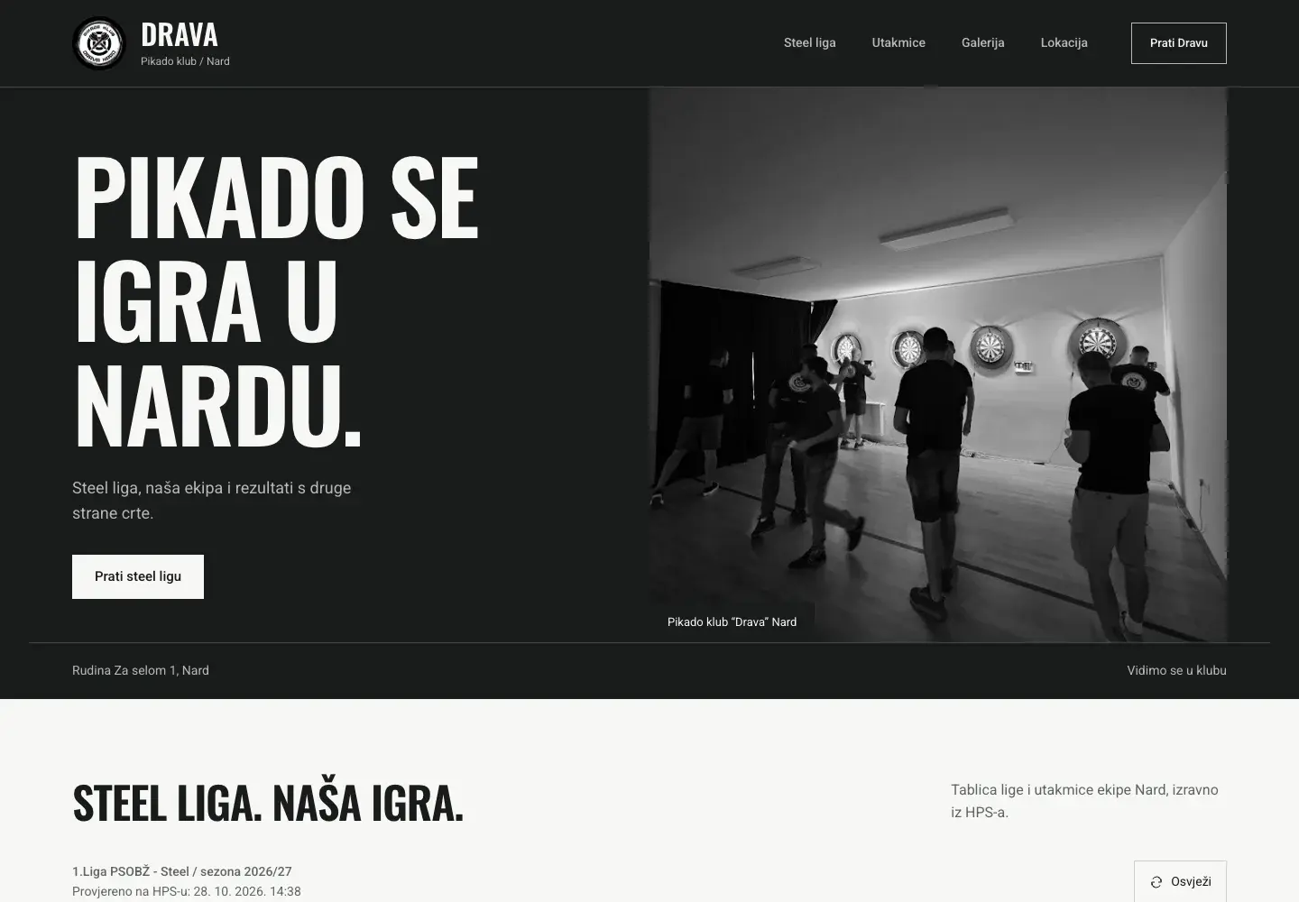 Prikaz sučelja projekta Pikado klub Drava