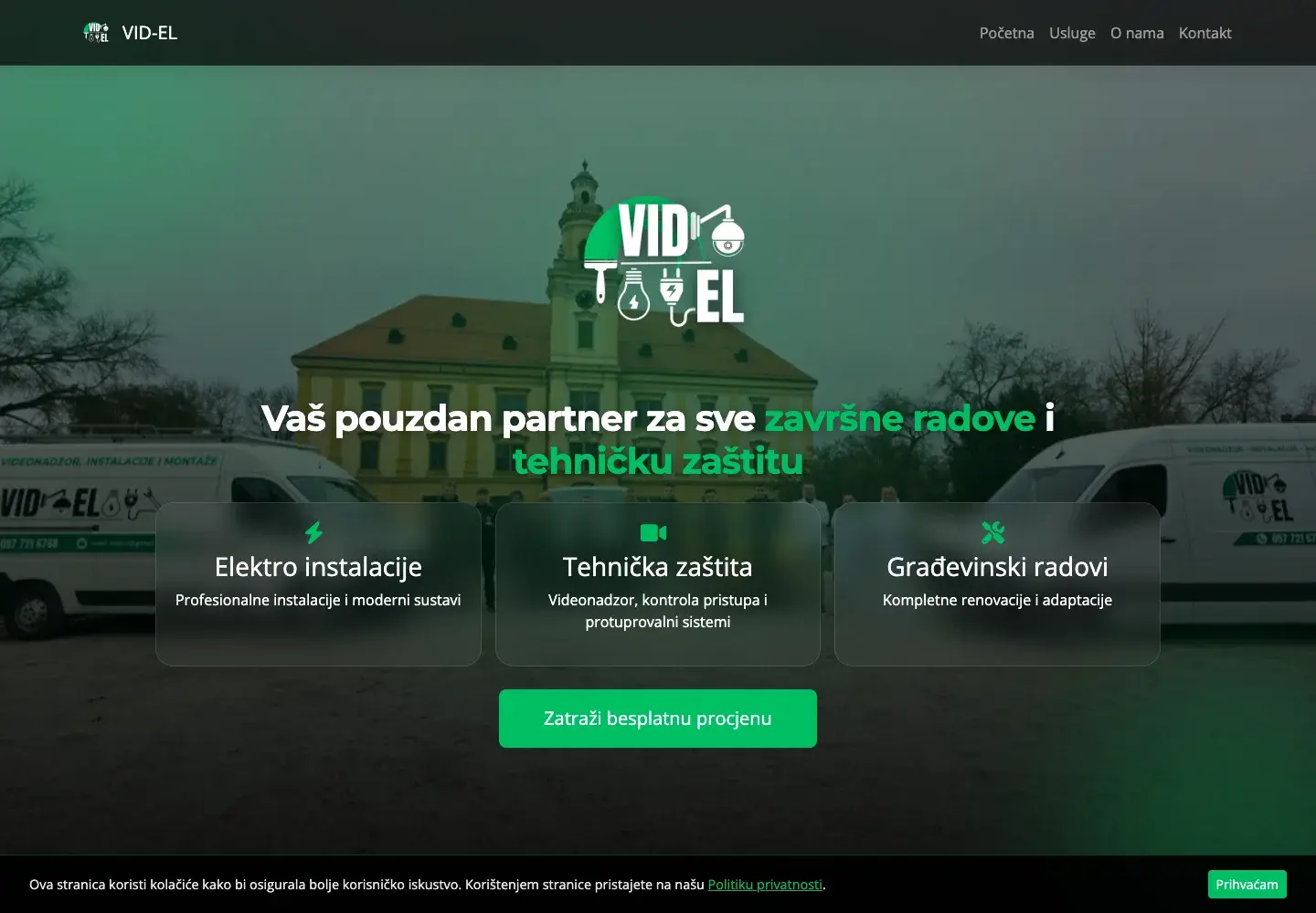 Prikaz sučelja projekta VID-EL